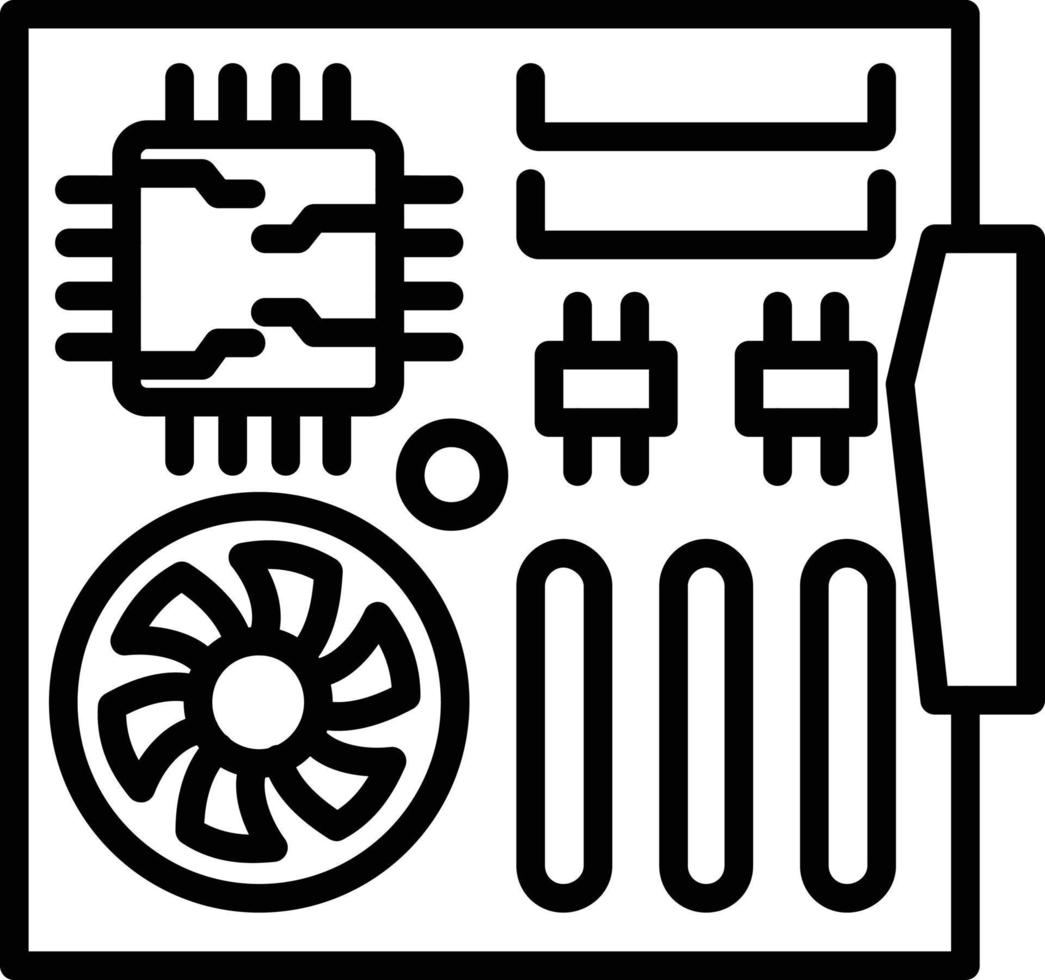 Gaming Motherboard Vector Line Icon