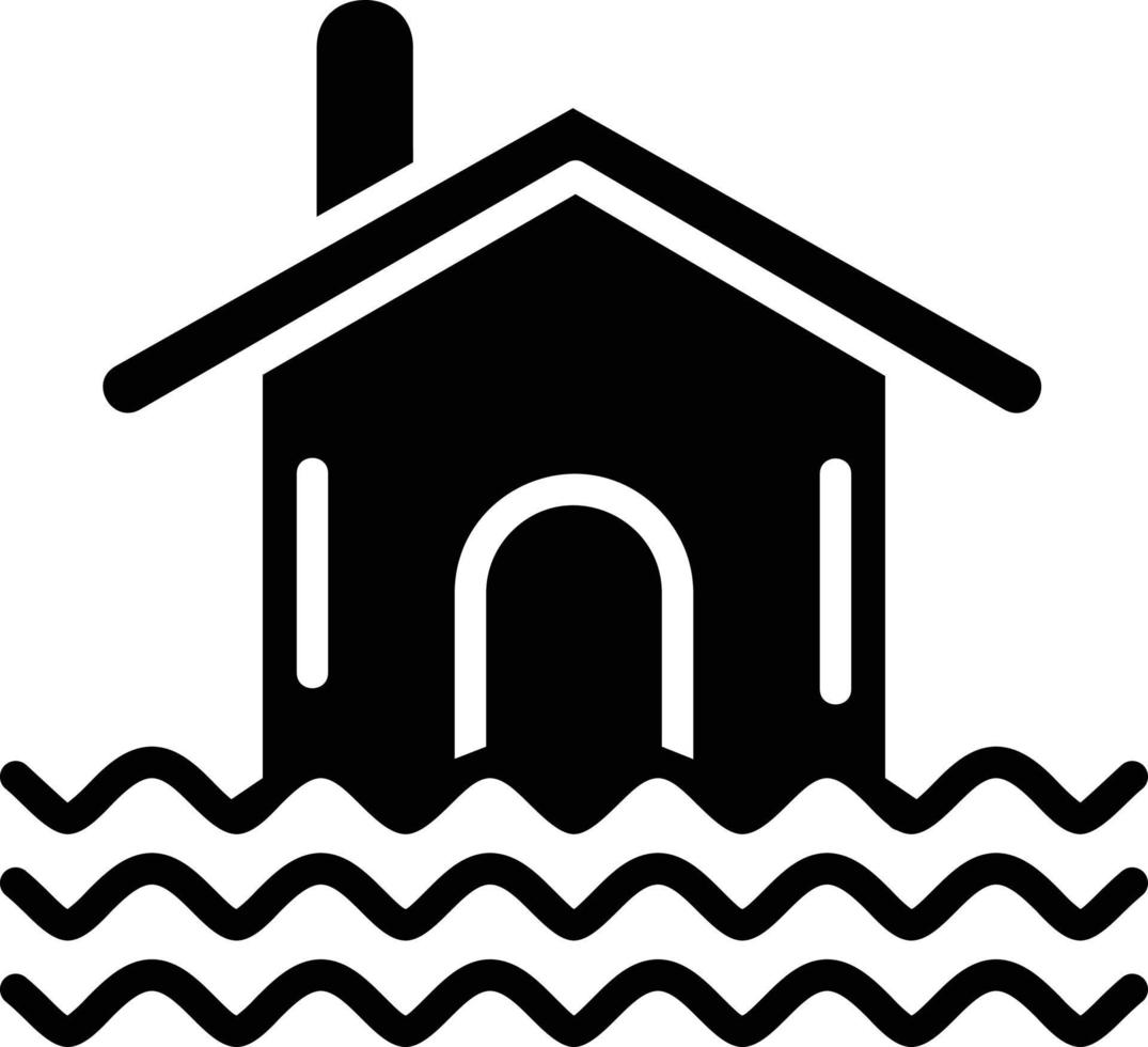 icono de glifo de casa inundada vector