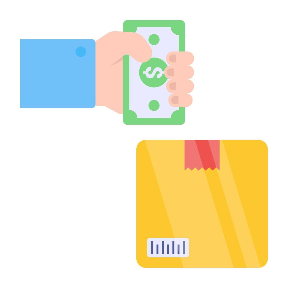 icono de diseño plano conceptual de pago de paquetería vector