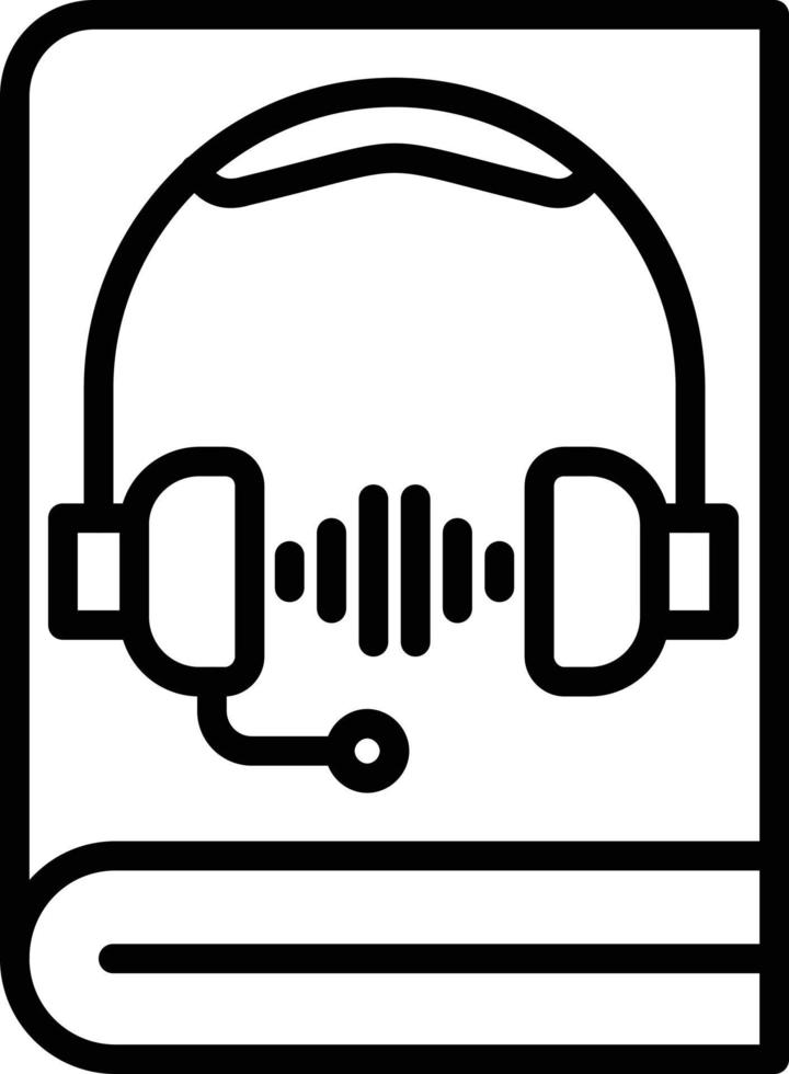 icono de línea de vector de libro de audio