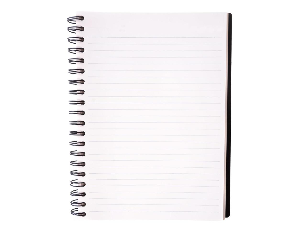 Blank open notebook with lined papers photo
