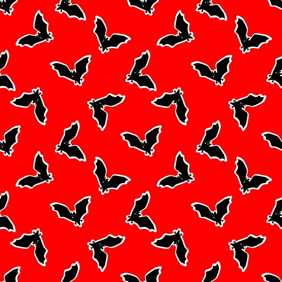 seamless pattern with bats on a red background. vector illustration