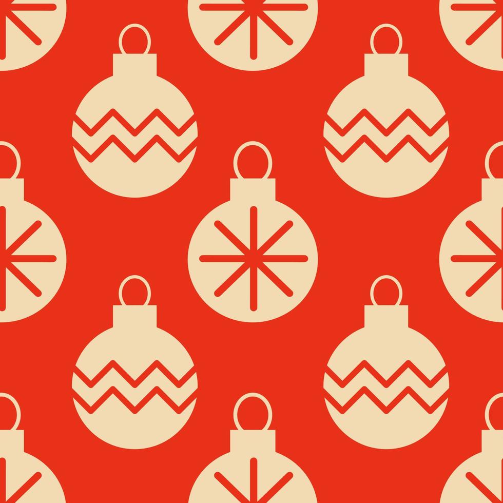 Christmas New Year seamless pattern with tree toys . vector