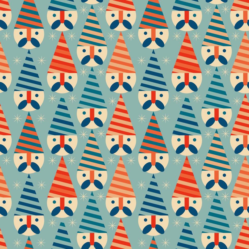 Christmas New Year seamless pattern with Santa Claus heads . vector