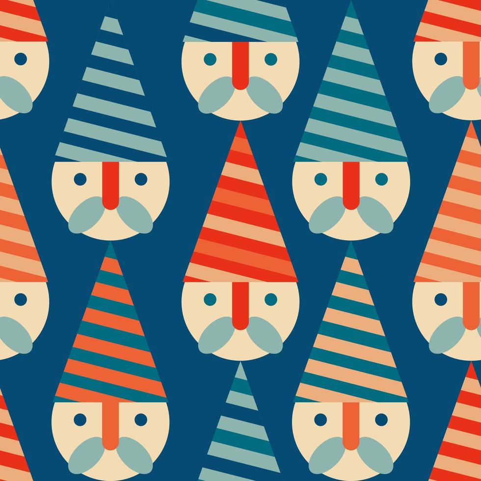 Christmas New Year seamless pattern with Santa Claus heads . vector