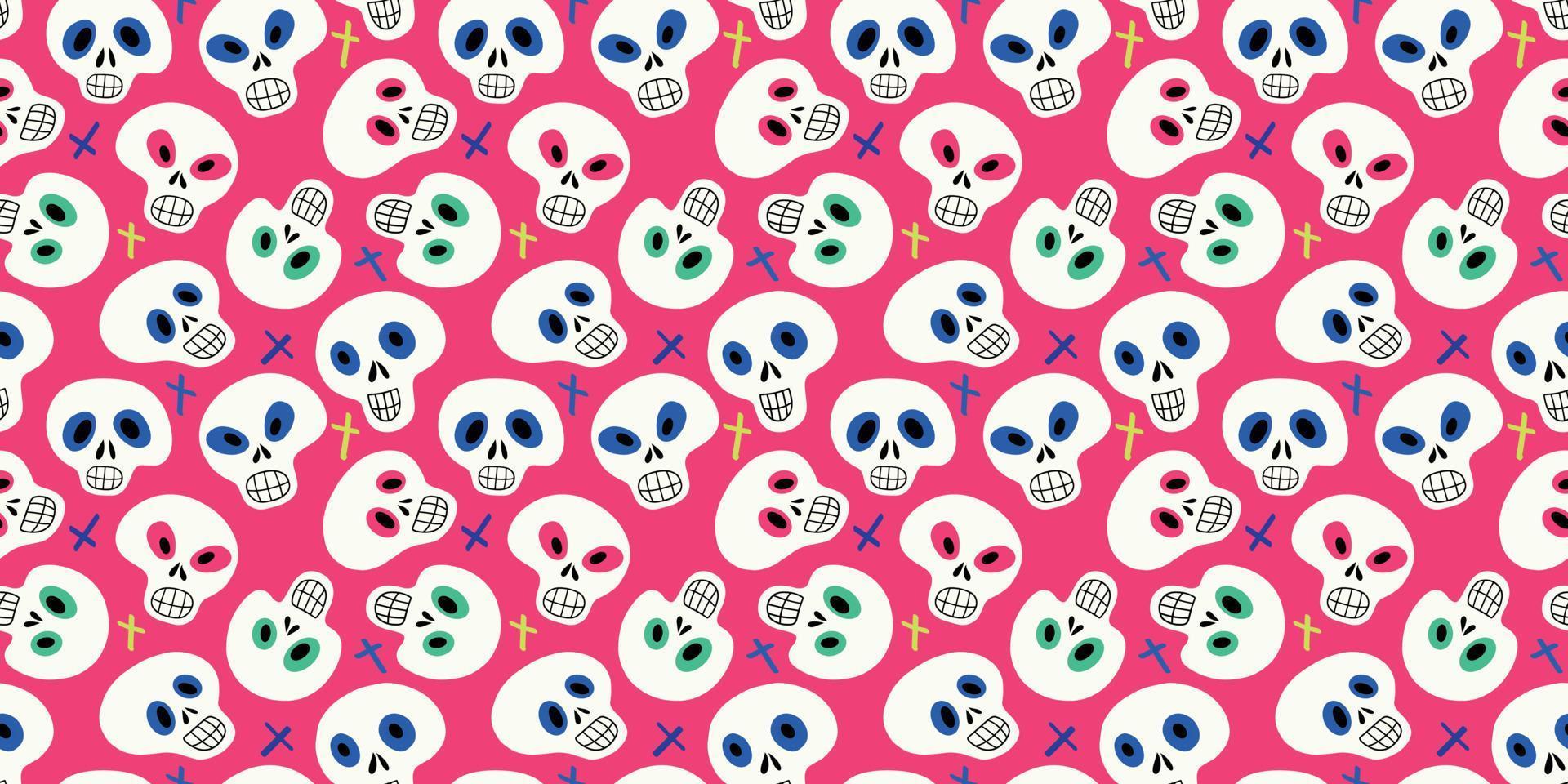 Seamless pattern with sugar skulls vector