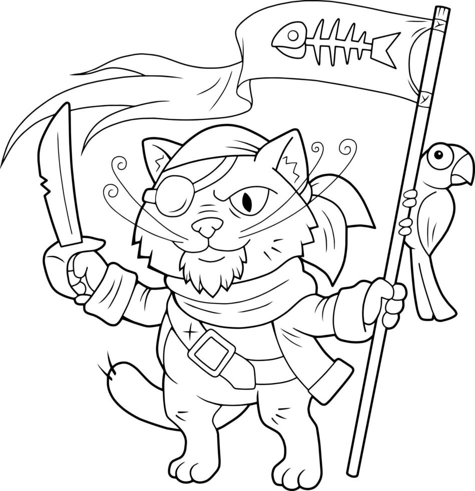 cute cat pirate vector