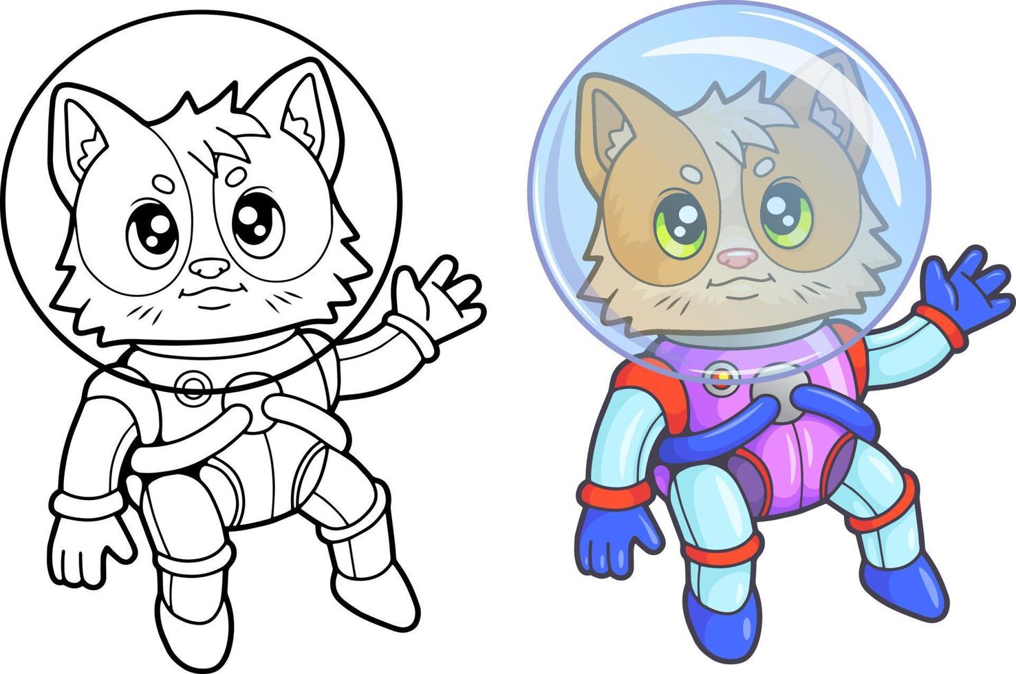 cute astronaut cat vector