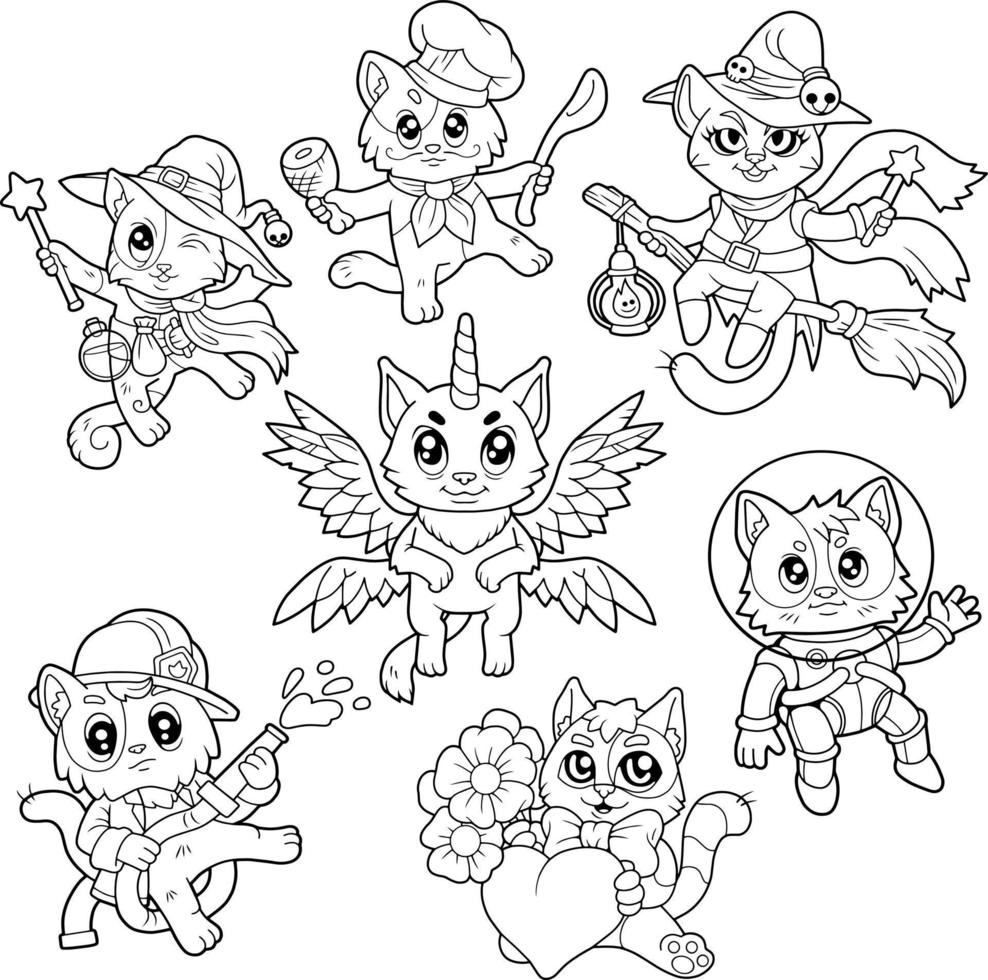 cute kittens set vector