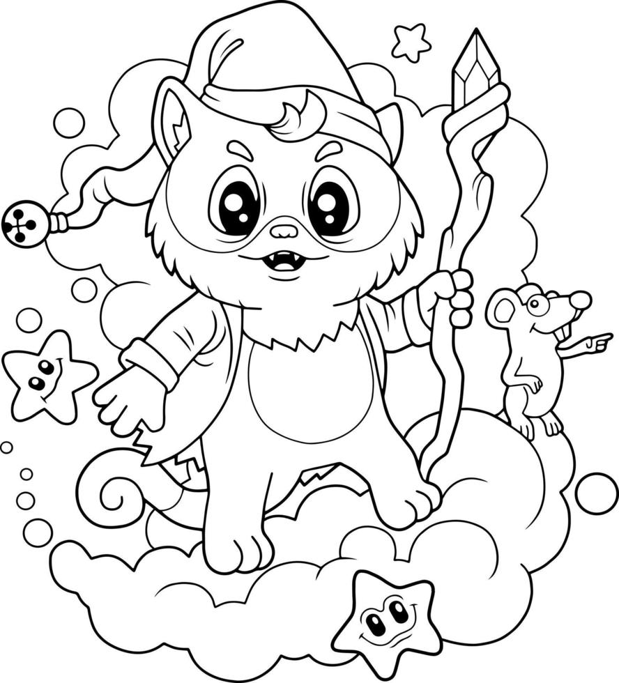 cute cat wizard vector