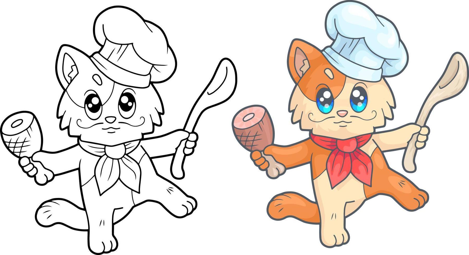 lindo gato chef vector