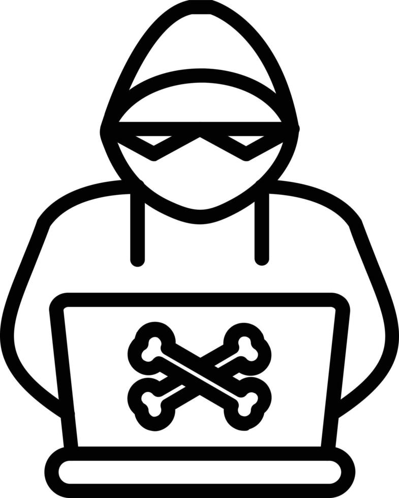 icono de línea de vector de hacker