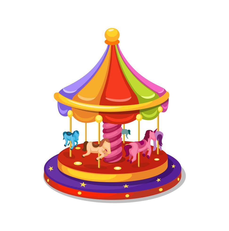 Carousel horse ride attraction symbol cartoon illustration vector