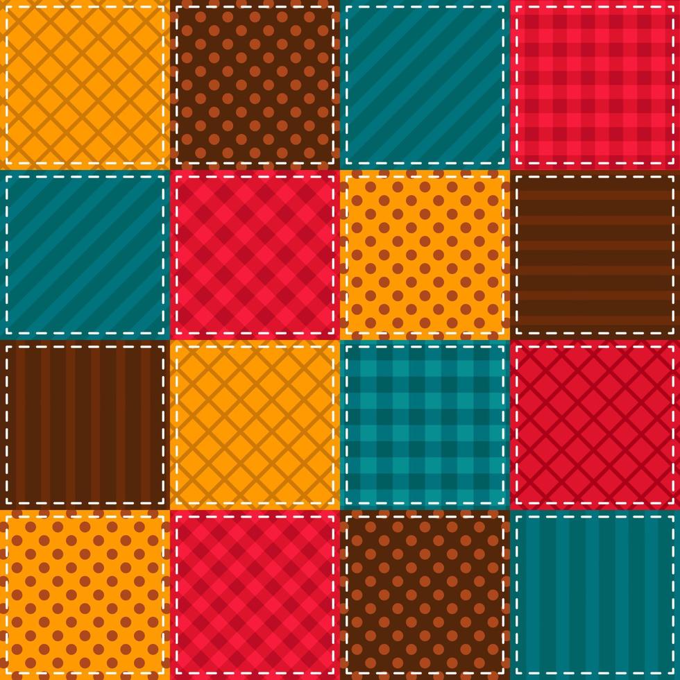 Colorful patchwork pattern in retro style for tablecloth, oilcloth or other textile design vector