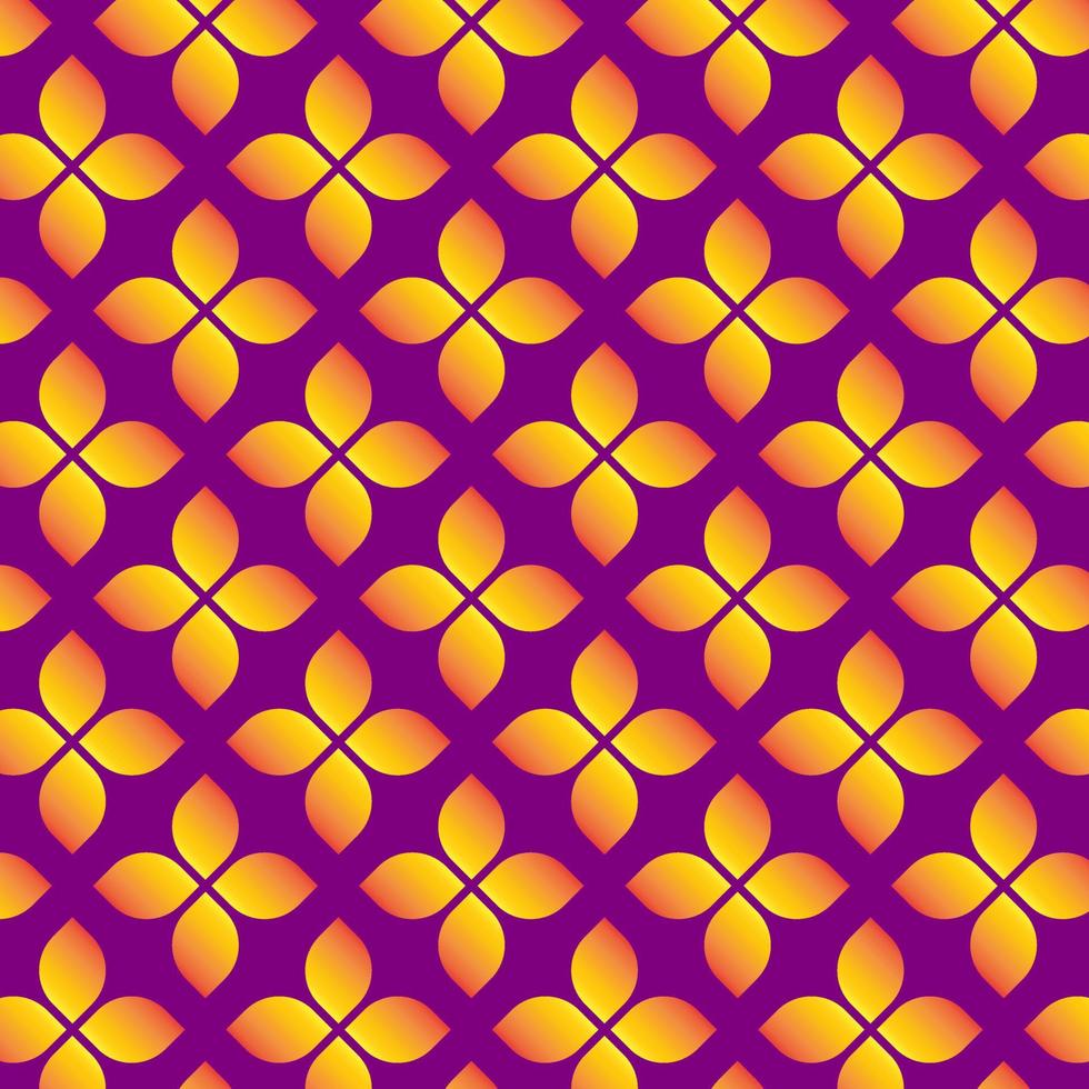 Seamless abstract purple pattern with orange geometric flowers for backdrop, textile, wrapping paper vector