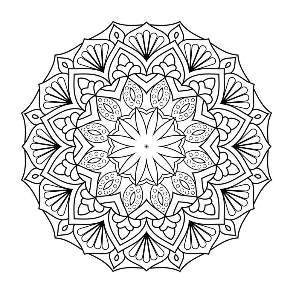 Mandala flower pattern with Arabic ethnic style Indian black and white floral outline art vector
