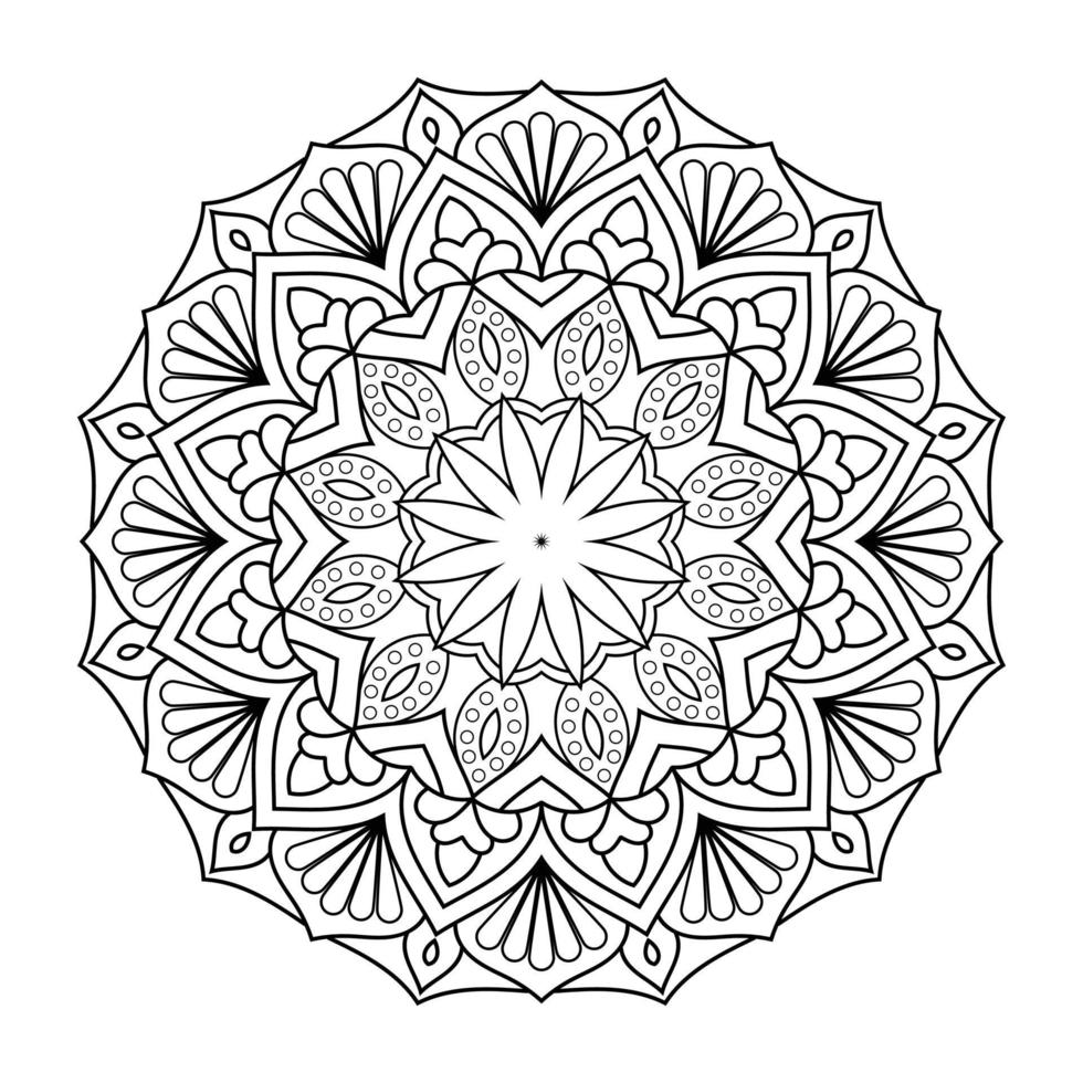 Mandala flower pattern with Arabic ethnic style Indian black and white floral outline art vector