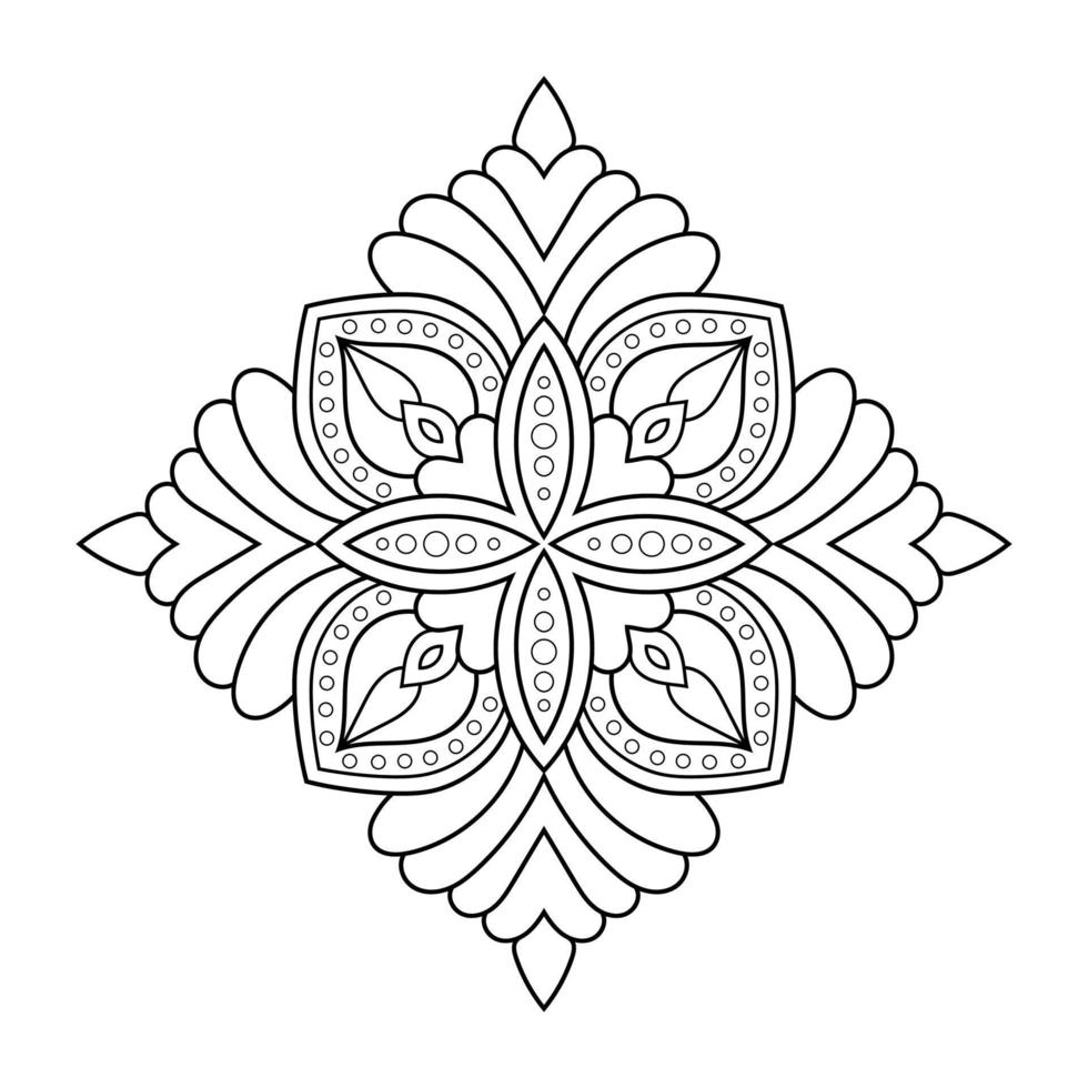 patrón de flores de mandala con estilo étnico árabe arte de contorno floral en blanco y negro indio vector