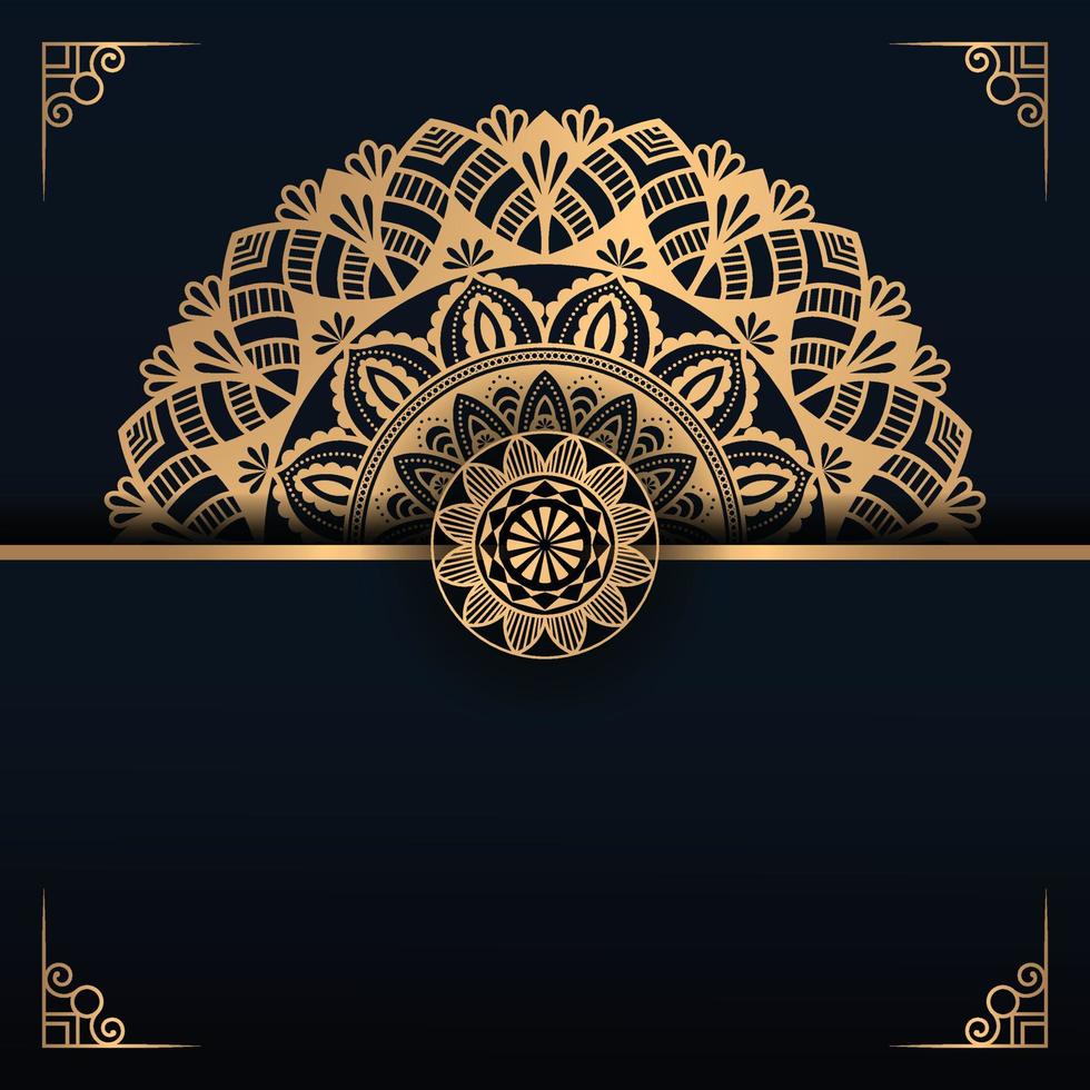 diseño de fondo de mandala ornamental de lujo dorado con patrón de tarjeta de invitación de boda vintage vector