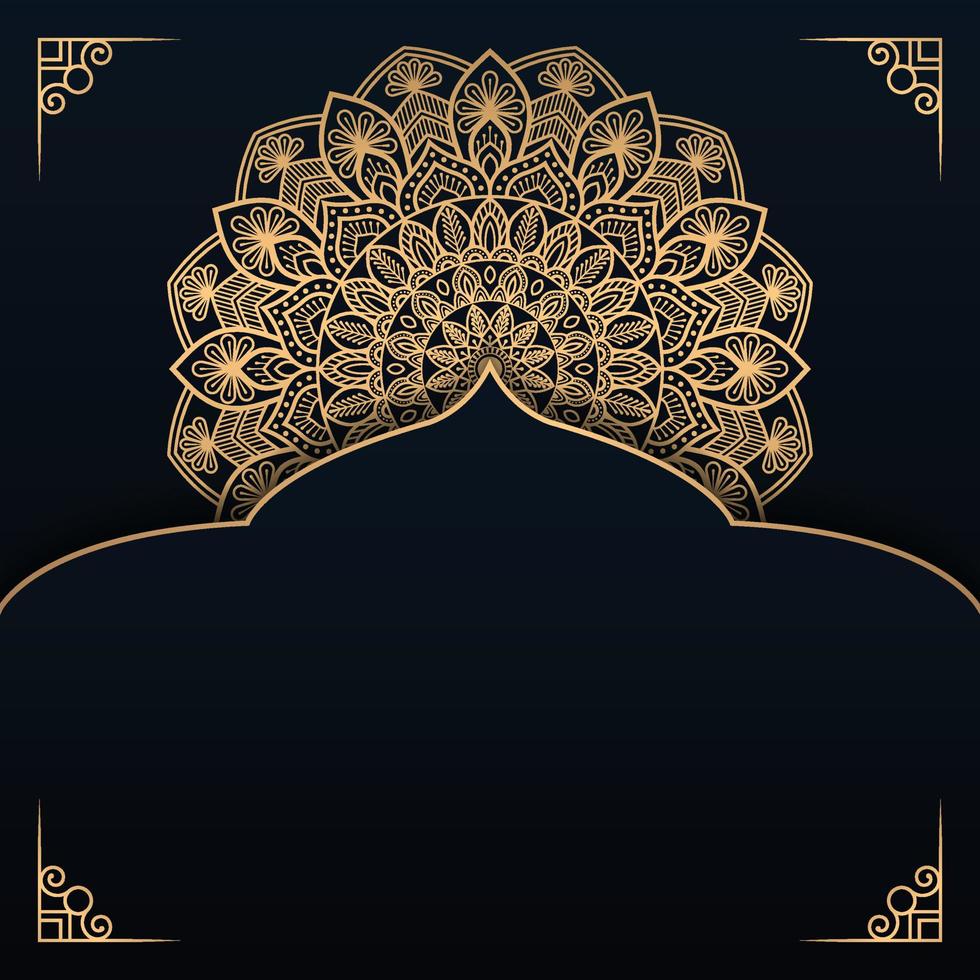 Golden luxury ornamental mandala background design with vintage wedding invitation card pattern vector