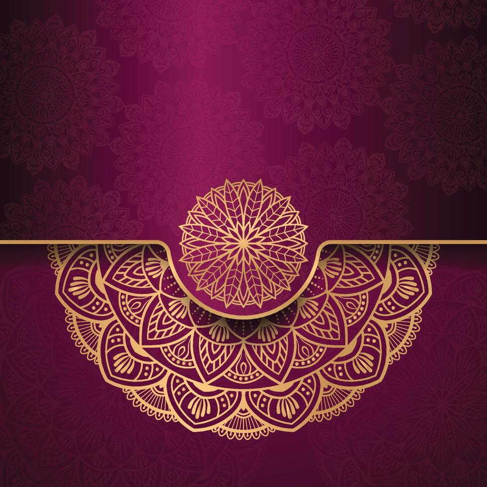 Golden luxury ornamental mandala background design with vintage wedding invitation card pattern vector