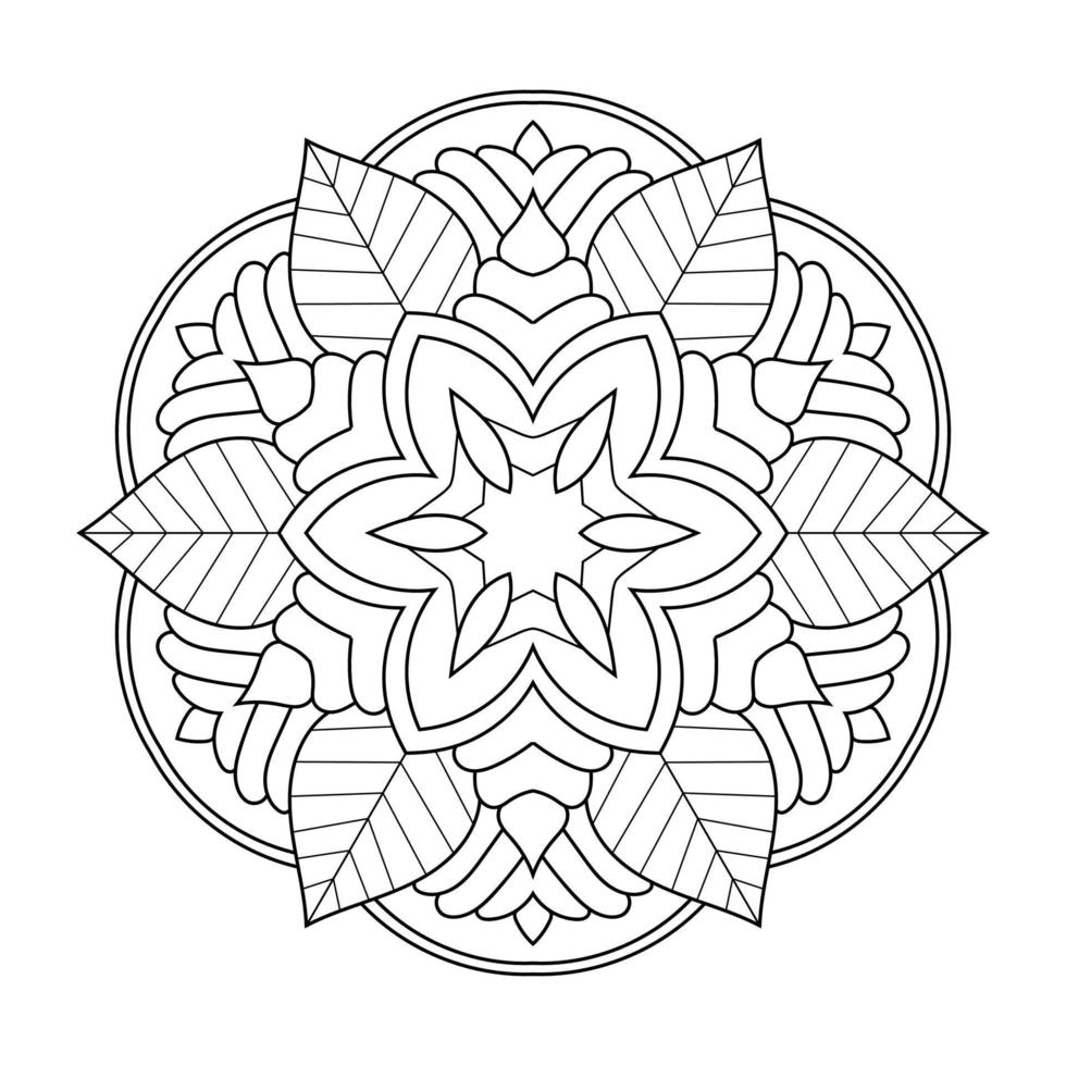 patrón de flores de mandala con estilo étnico árabe arte de contorno floral en blanco y negro indio vector