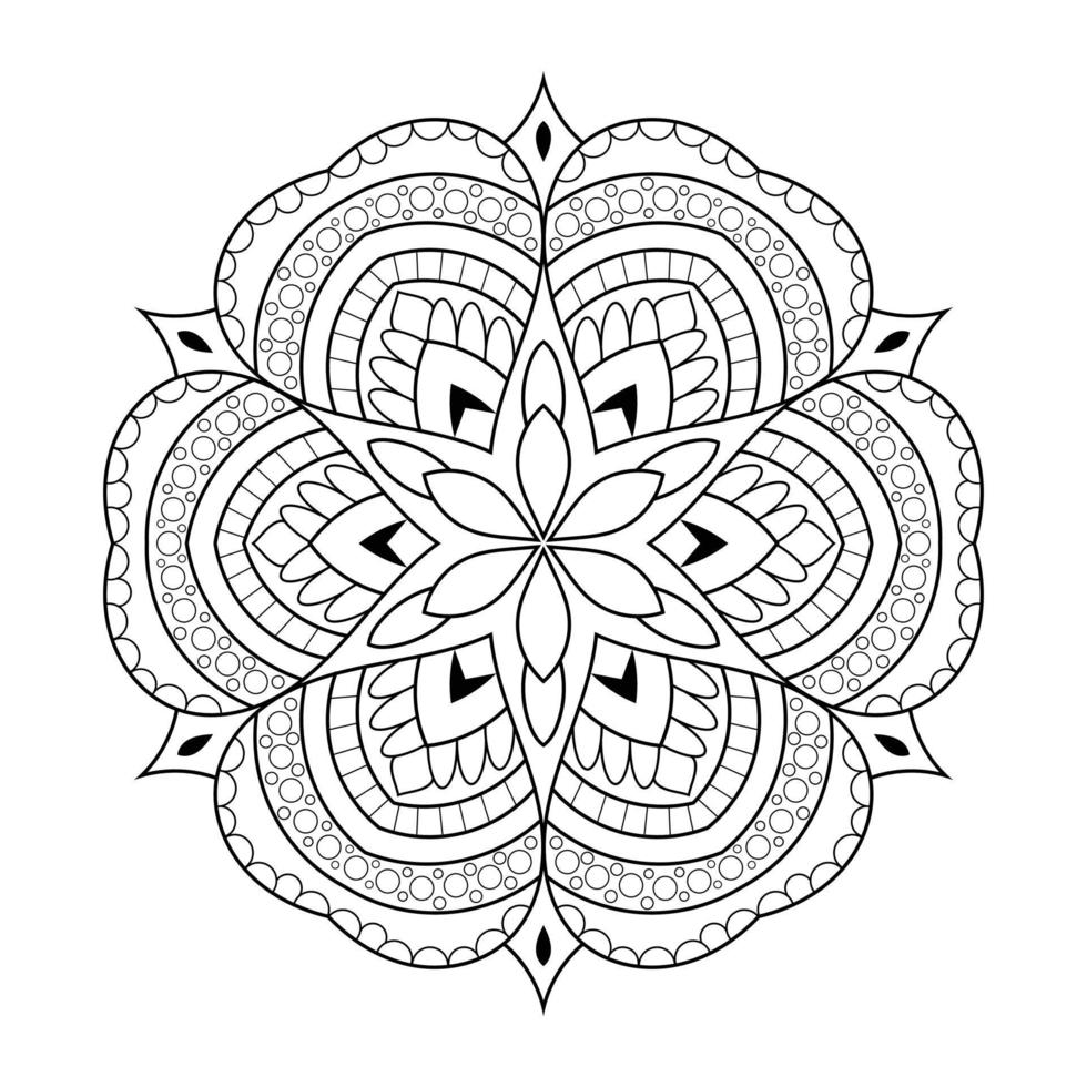 patrón de flores de mandala con estilo étnico árabe arte de contorno floral en blanco y negro indio vector