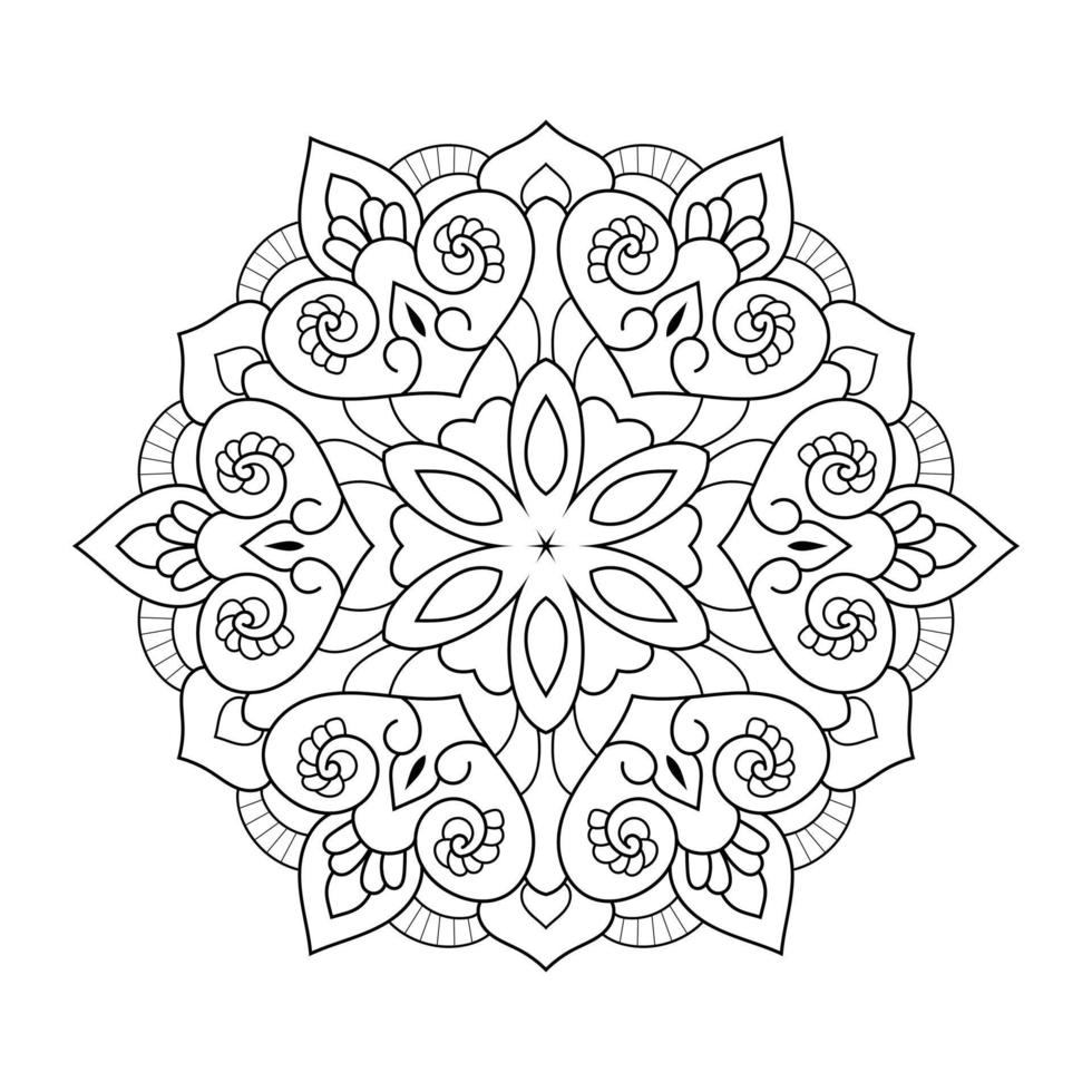Mandala flower pattern with Arabic ethnic style Indian black and white floral outline art vector