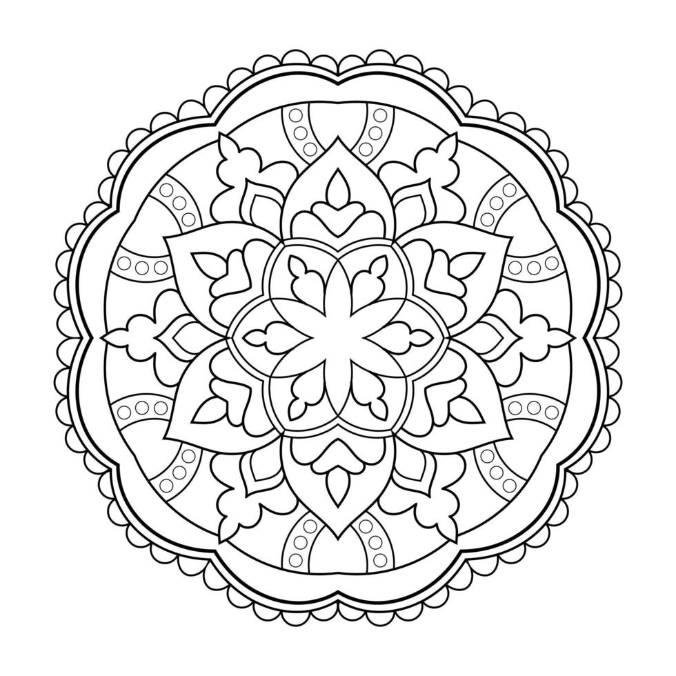 Mandala flower pattern with Arabic ethnic style Indian black and white floral outline art vector