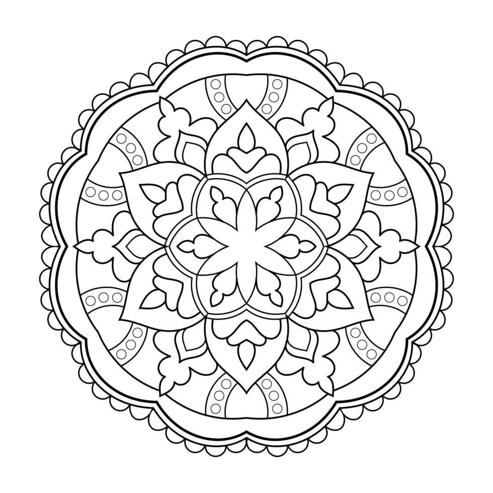 patrón de flores de mandala con estilo étnico árabe arte de contorno floral en blanco y negro indio vector