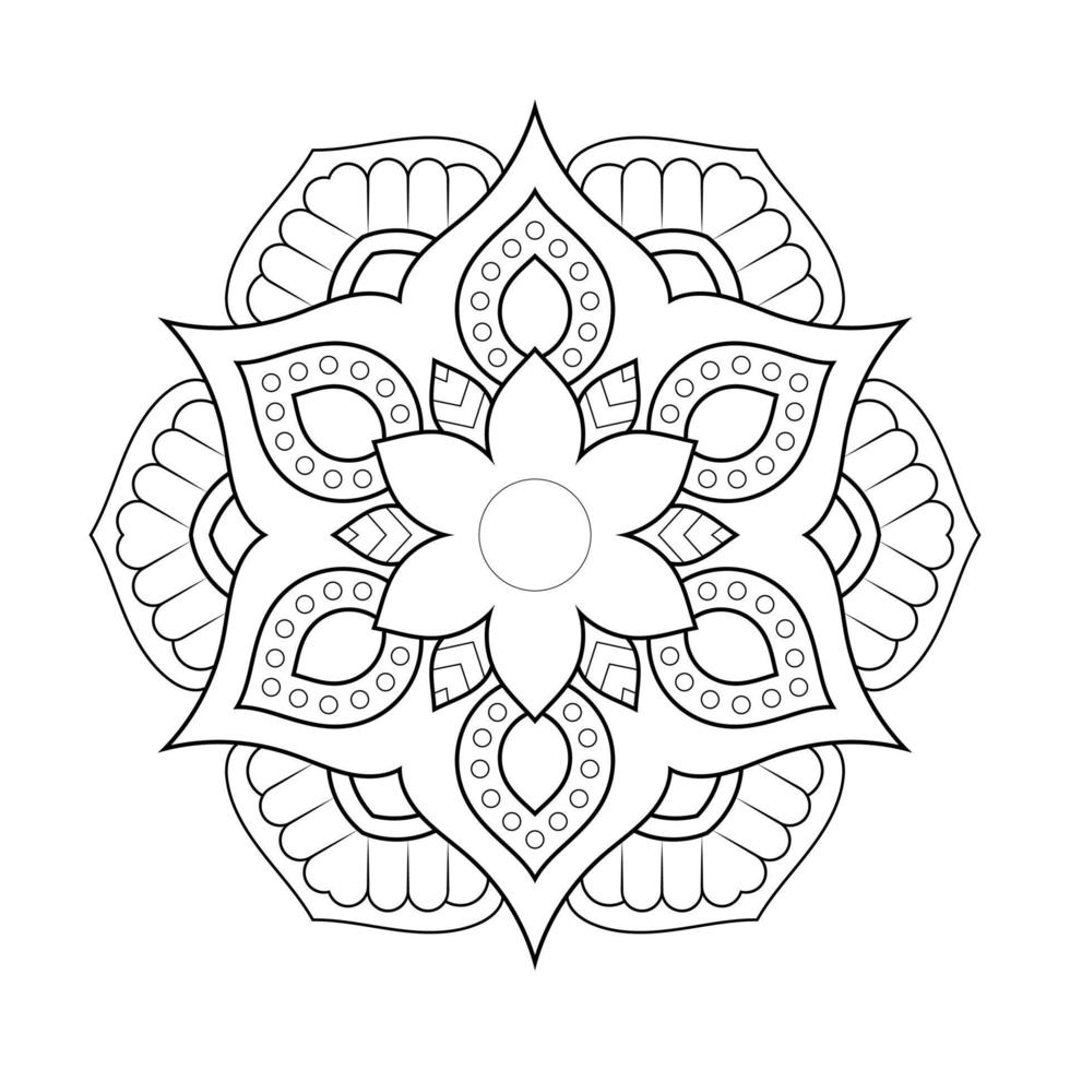 Mandala flower pattern with Arabic ethnic style Indian black and white floral outline art vector