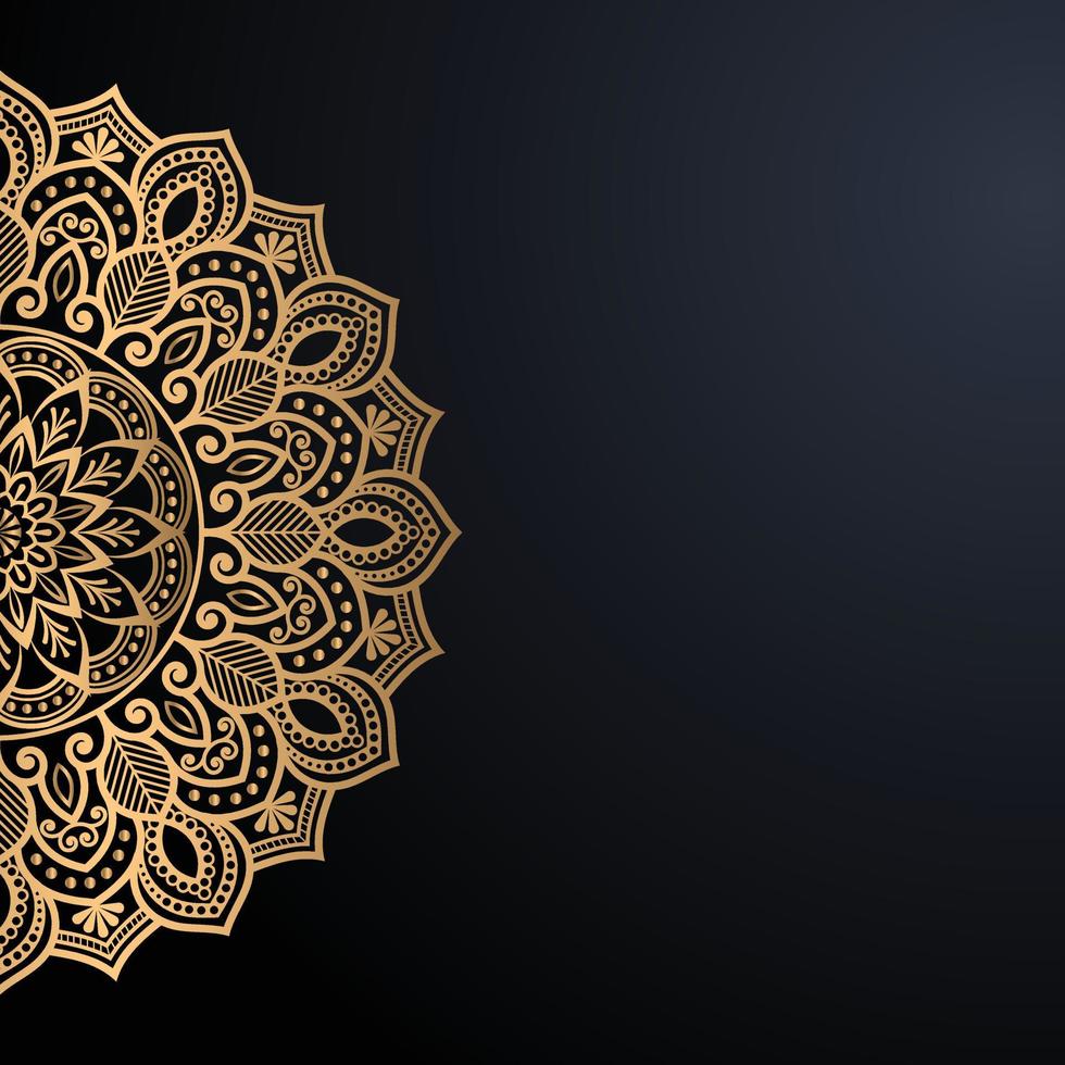 diseño de fondo de mandala ornamental de lujo dorado con patrón de tarjeta de invitación de boda vintage vector