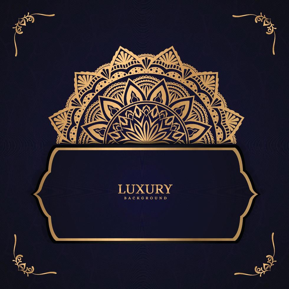 Golden luxury ornamental mandala background design with vintage wedding invitation card pattern vector