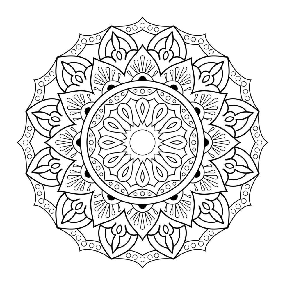 Mandala flower pattern with Arabic ethnic style Indian black and white floral outline art vector