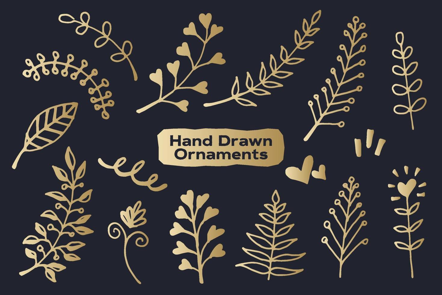 Hand Drawn Nature Luxury Elegant Ornaments vector