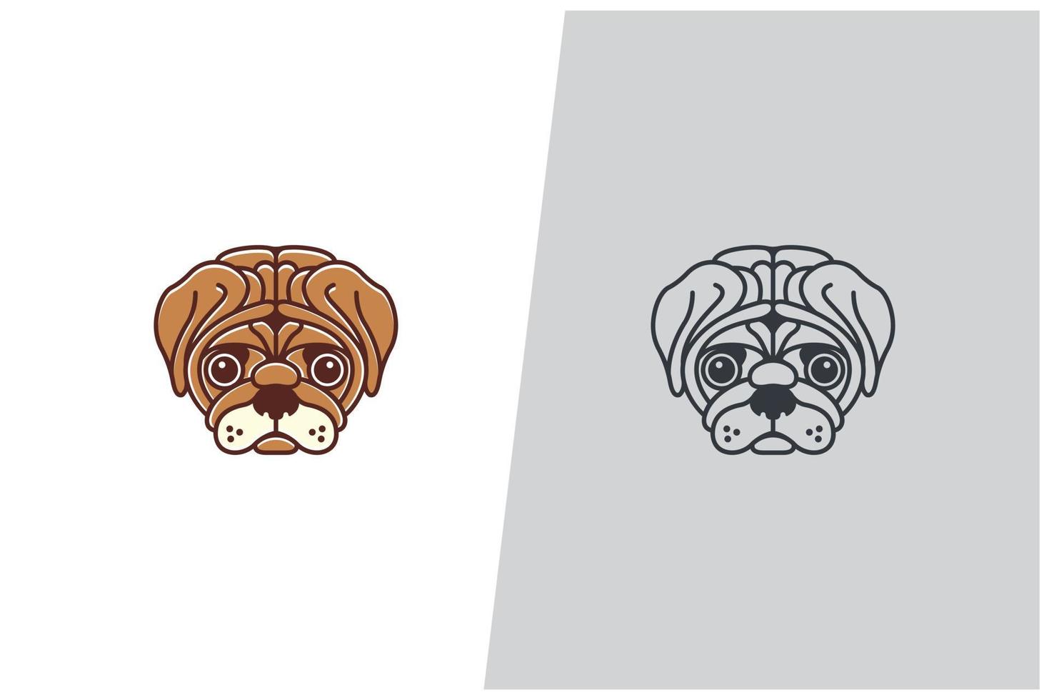 perro pug vector logo concepto diseño mascota amante