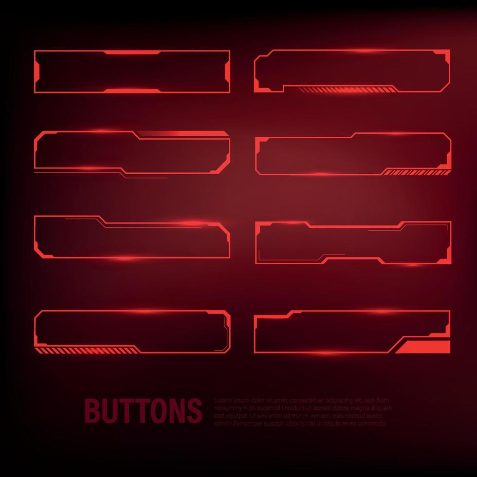 button set Techno-futuristic style sci-fi color blue vector