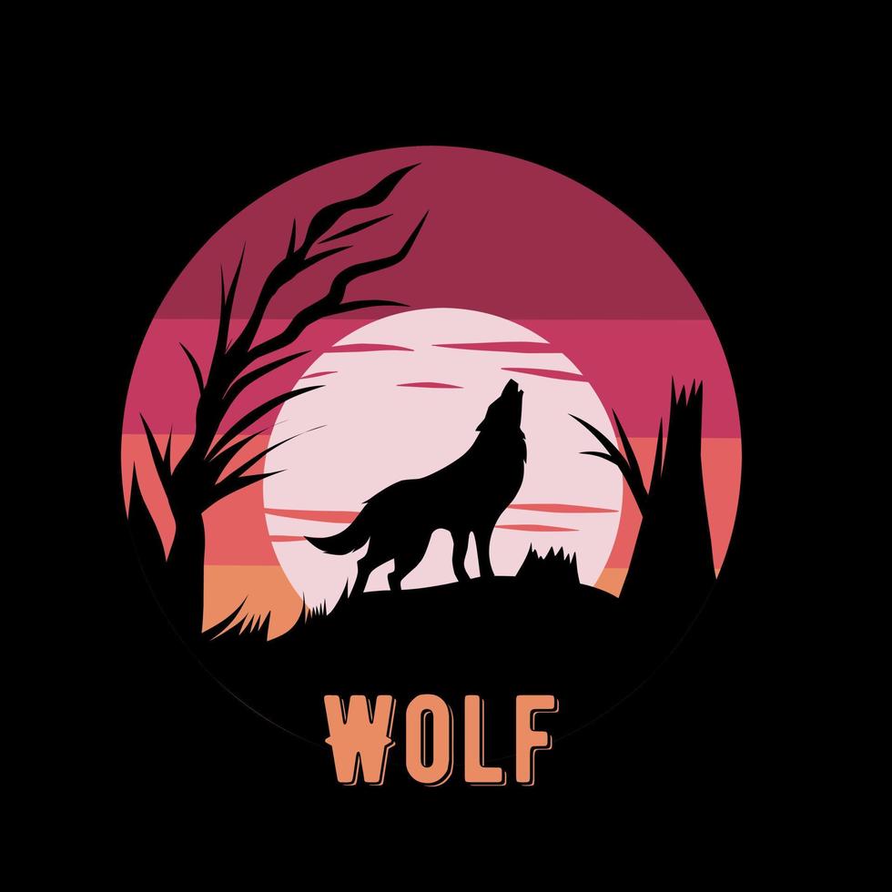 vector de ilustración de lobo en la noche perfecto para imprimir, etc.