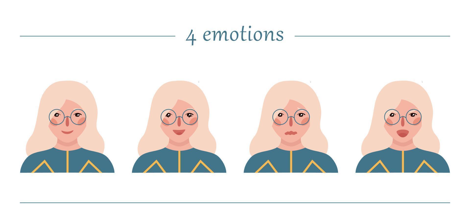 Girls portraits. Set of vector