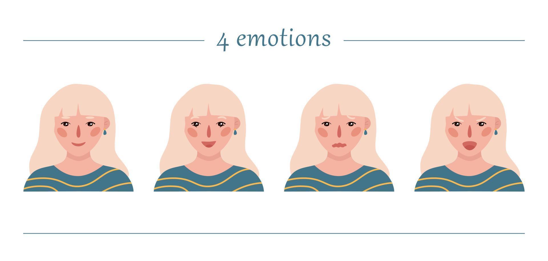 Girls portraits. Set of vector