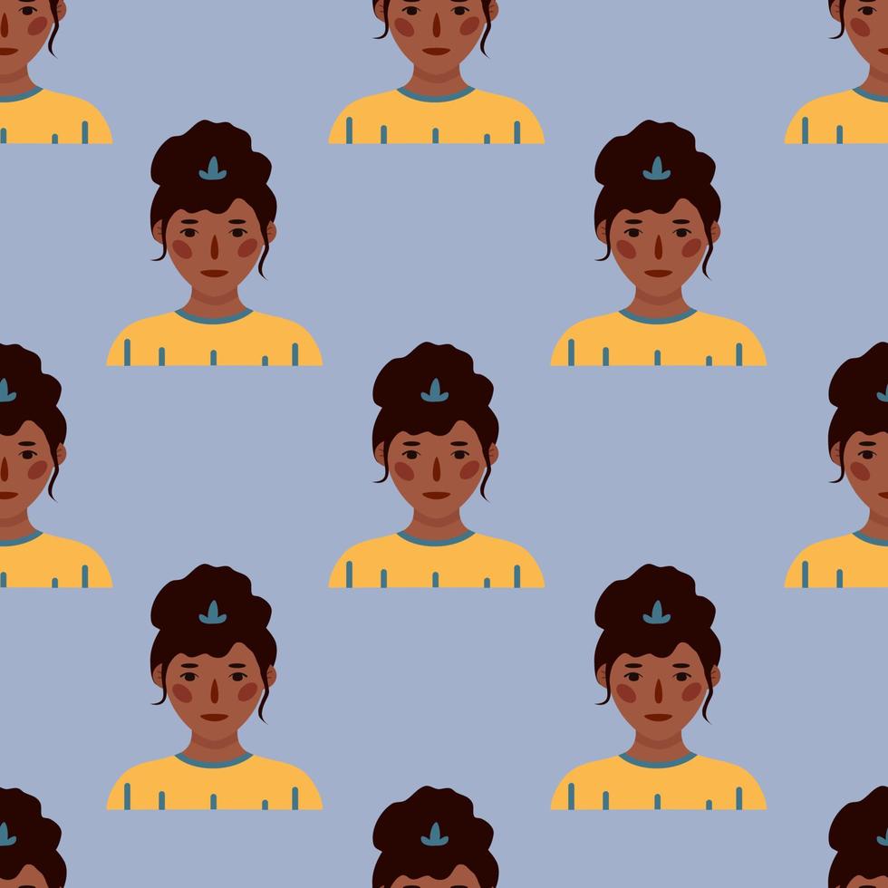Girls portraits. Set of vector