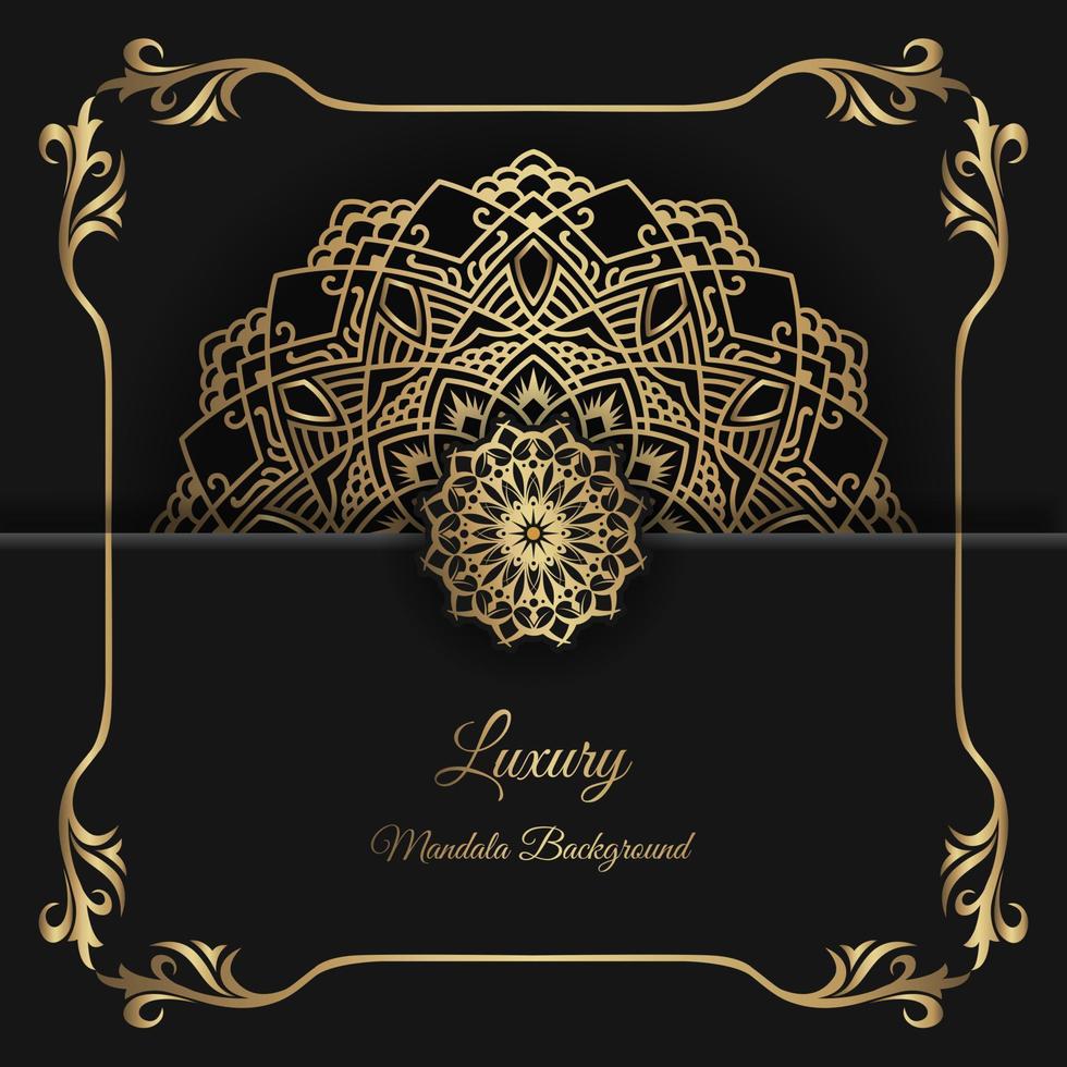 luxury mandala background, with gold frame vector