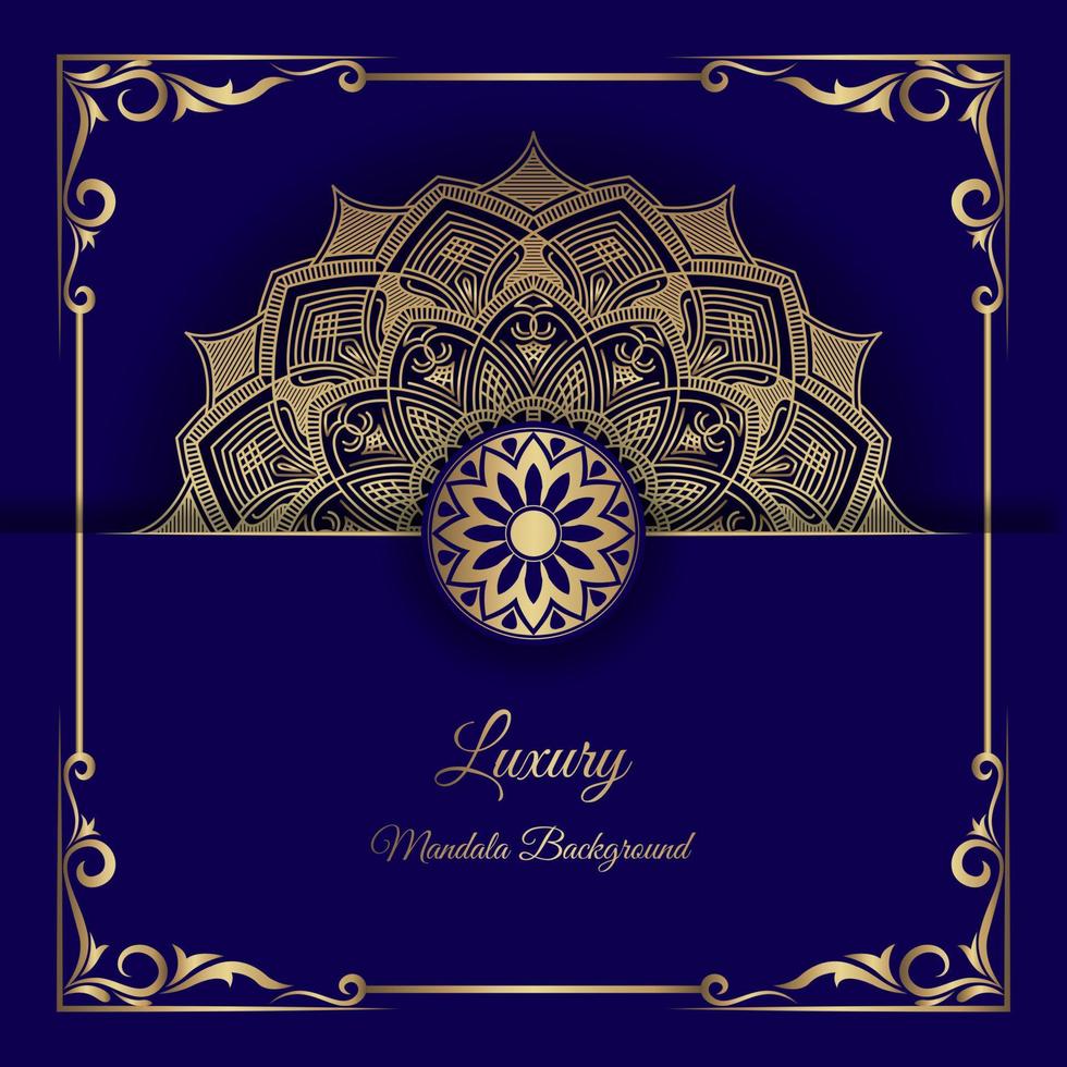 mandala background, dark blue and gold vector