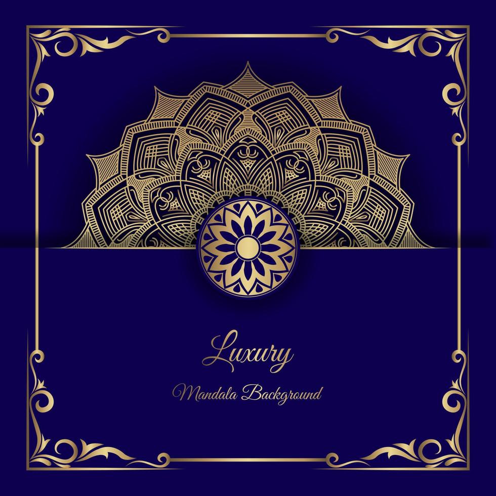 mandala background, dark blue and gold vector