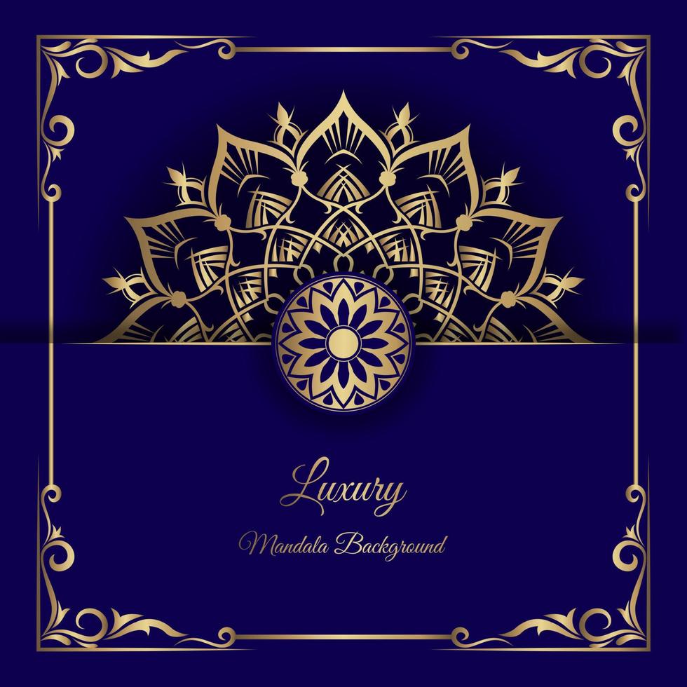 mandala background, dark blue and gold vector