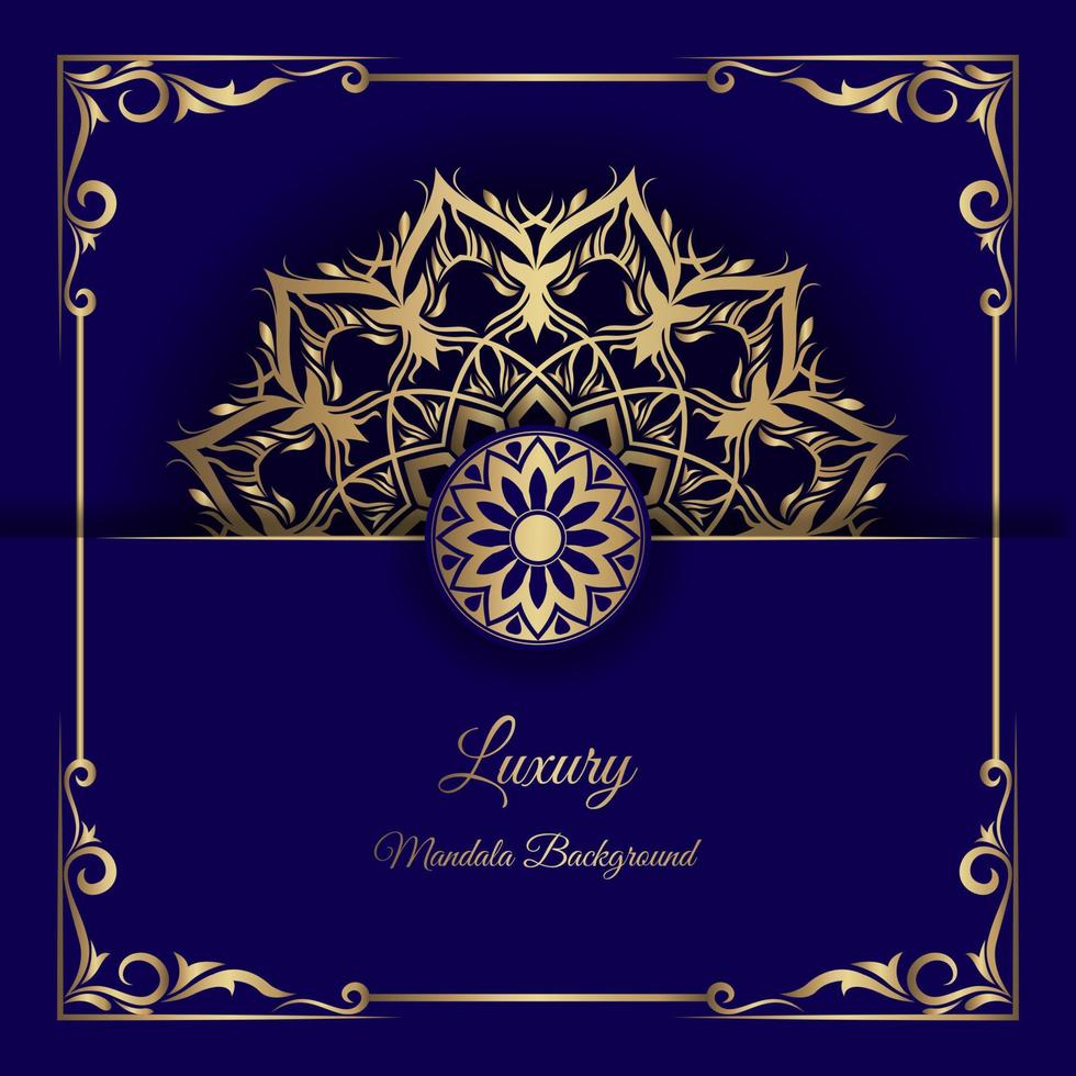 mandala background, dark blue and gold vector