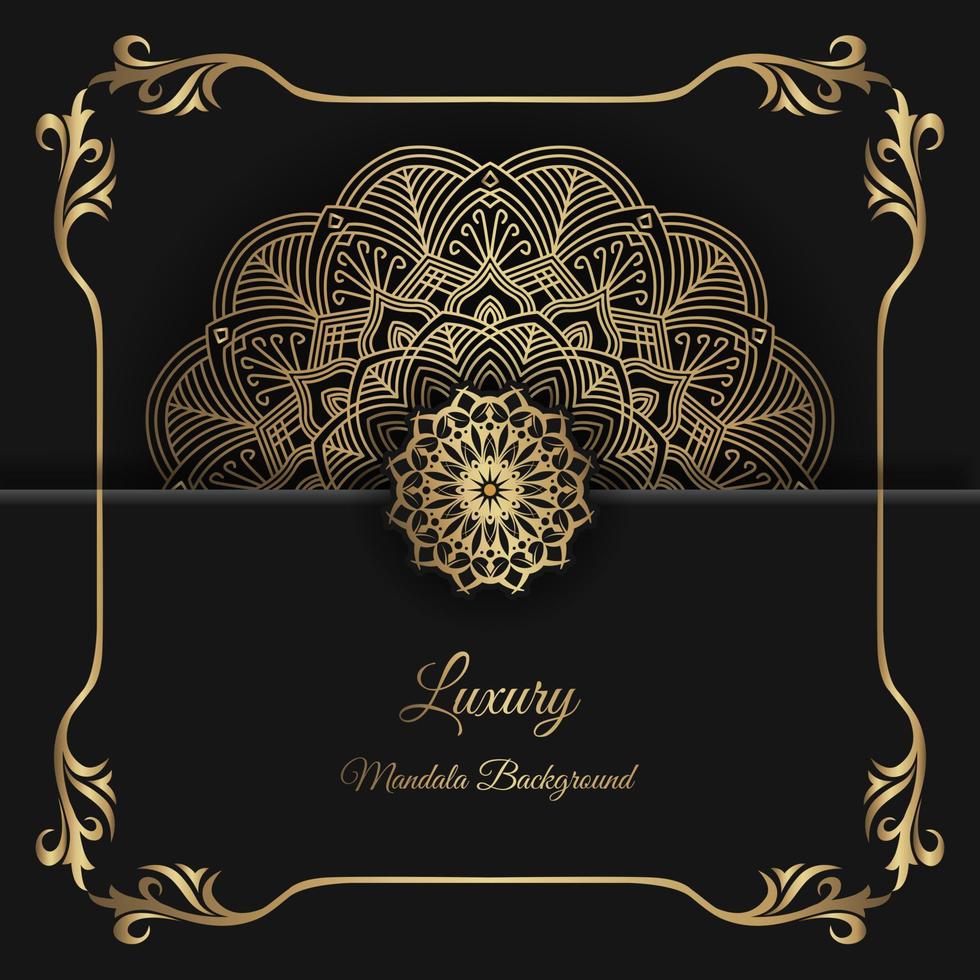 fondo de mandala de lujo negro y dorado vector