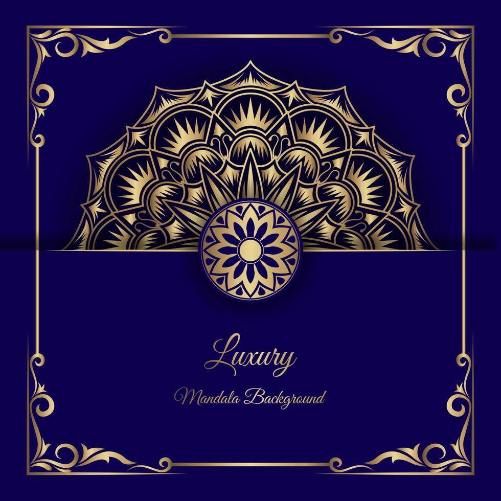 mandala background, dark blue and gold vector