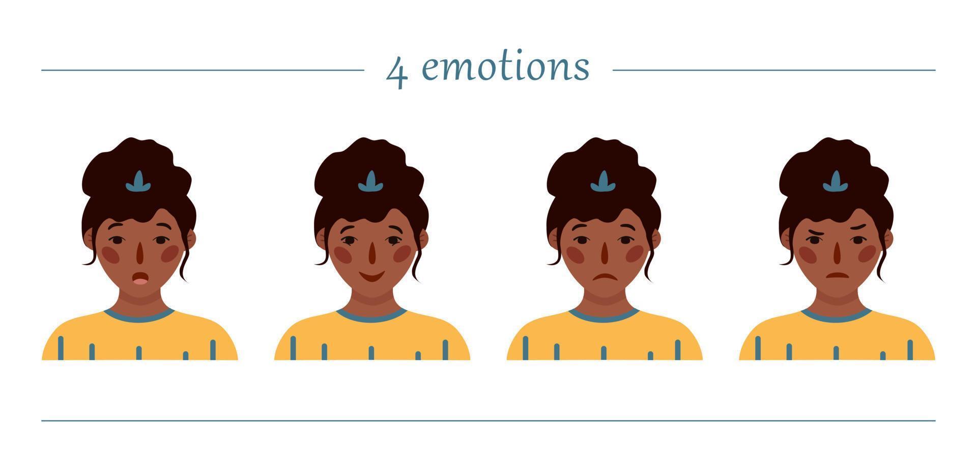 Girls portraits. Set of vector