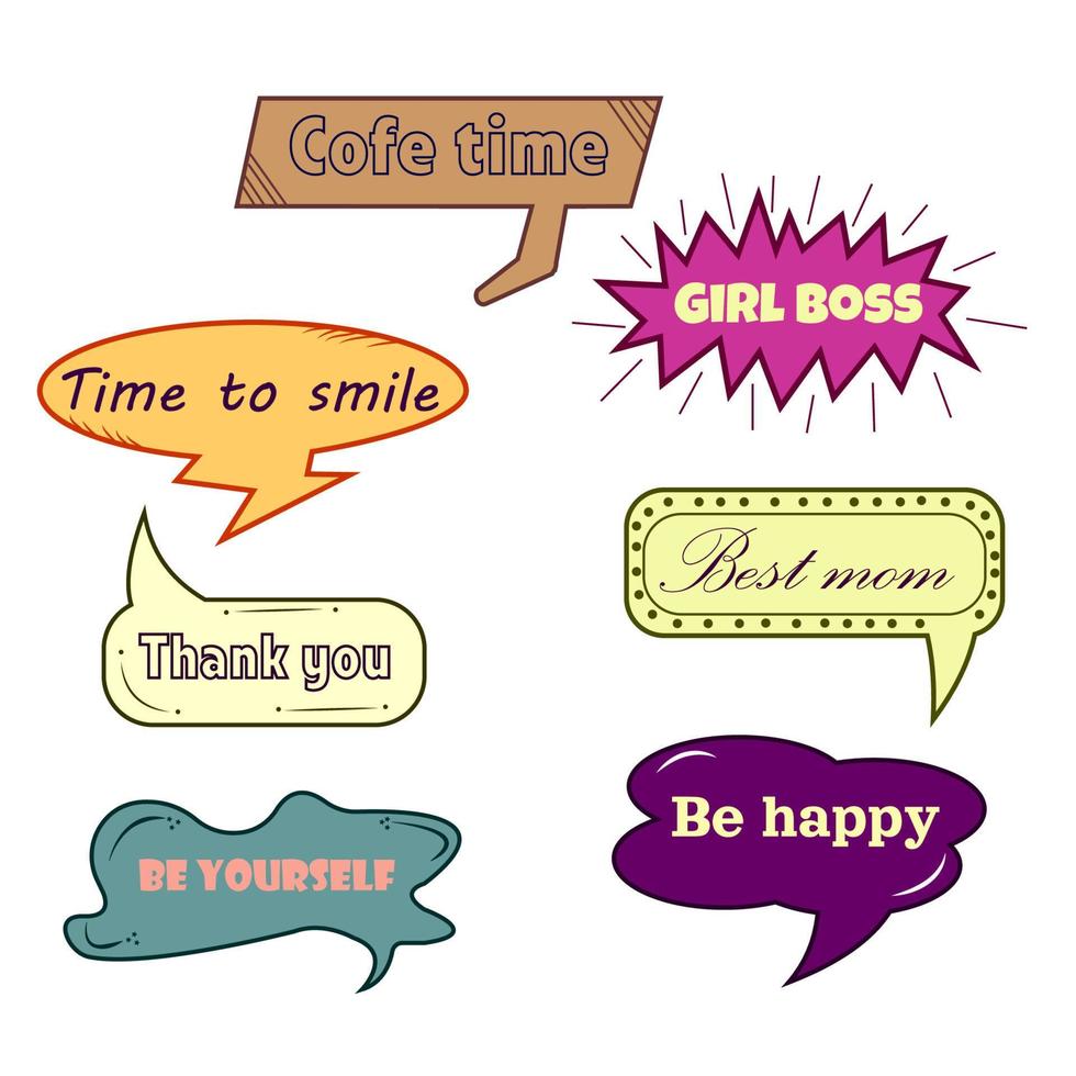 stickers de mensajes con frases motivadoras vector